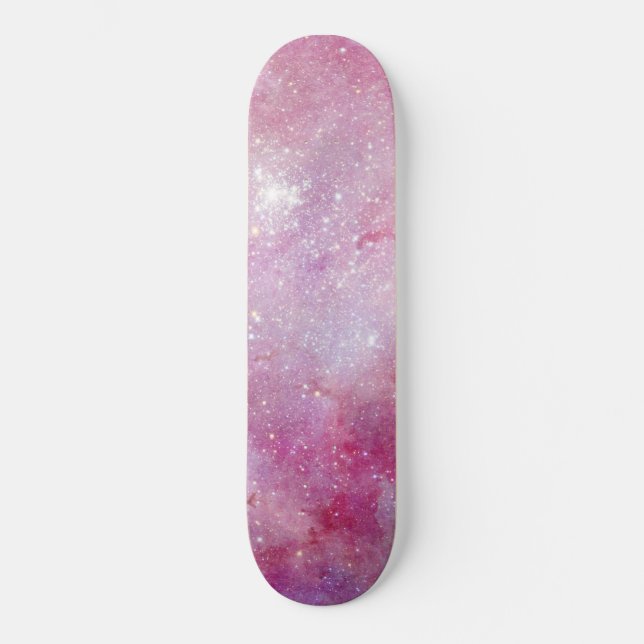 Starry Space Light Pink Watercolor Stars Galaxy Skateboard (Vorderseite)