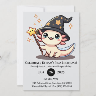 Starry Spell Axolotl Birthday Einladung
