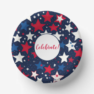 Starry Splendor: Papierboxen aus rotem, weißem, bl Pappteller