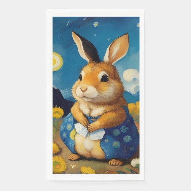 Starry Spring Bunny Guest Towels Serviette (Vorderseite)