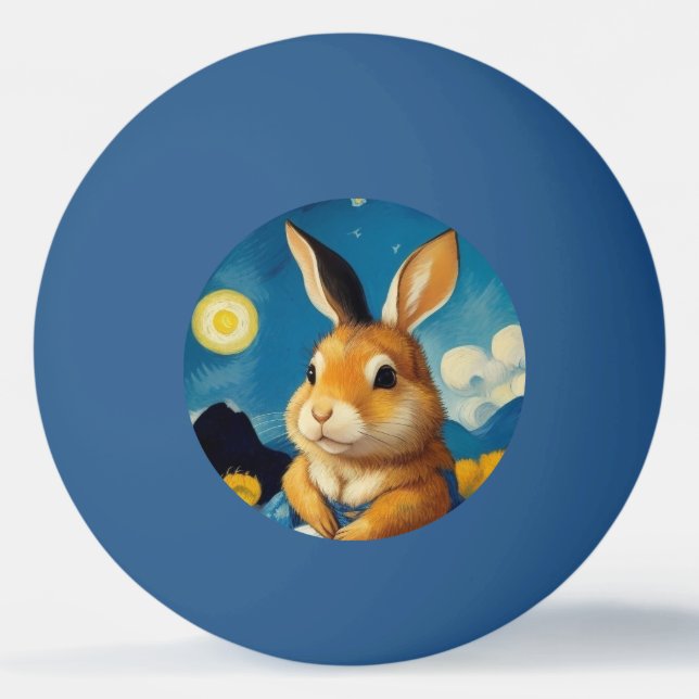 Starry Spring Bunny Tischtennisball (Vorderseite)