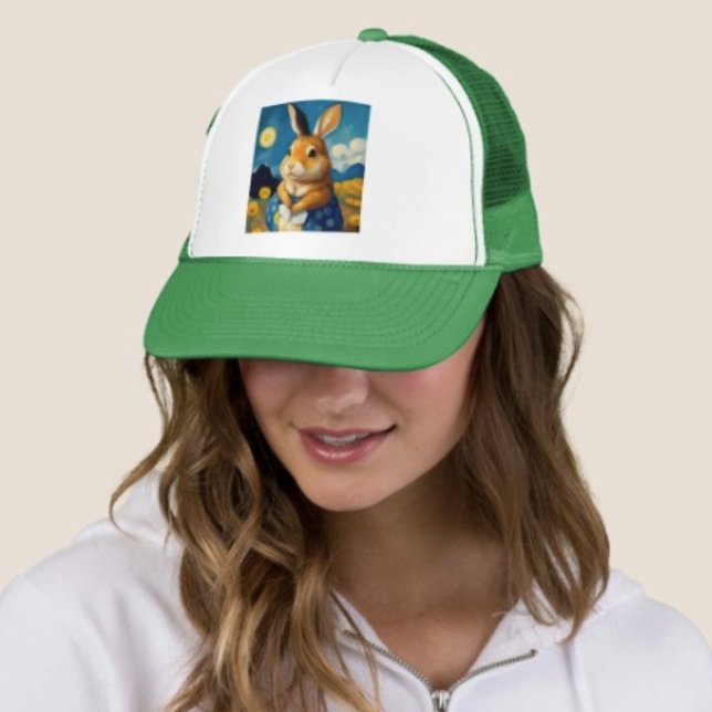 Starry Spring Bunny Trucker Hat Truckerkappe (Von Creator hochgeladen)
