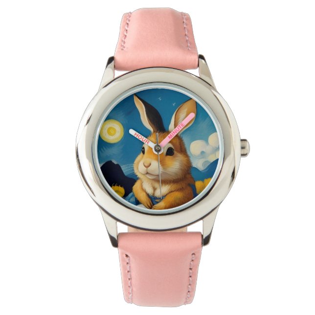 Starry Spring Bunny Watch Armbanduhr (Vorderseite)