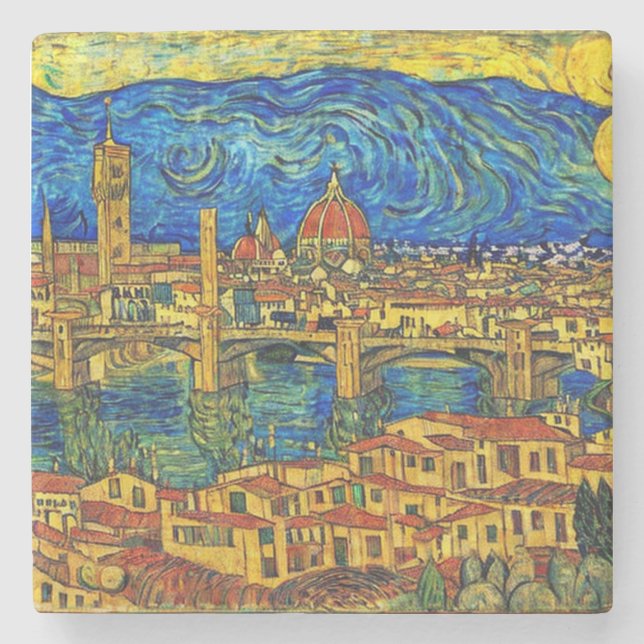 Starry Starry Night Florence Italien Steinuntersetzer (Vorderseite)