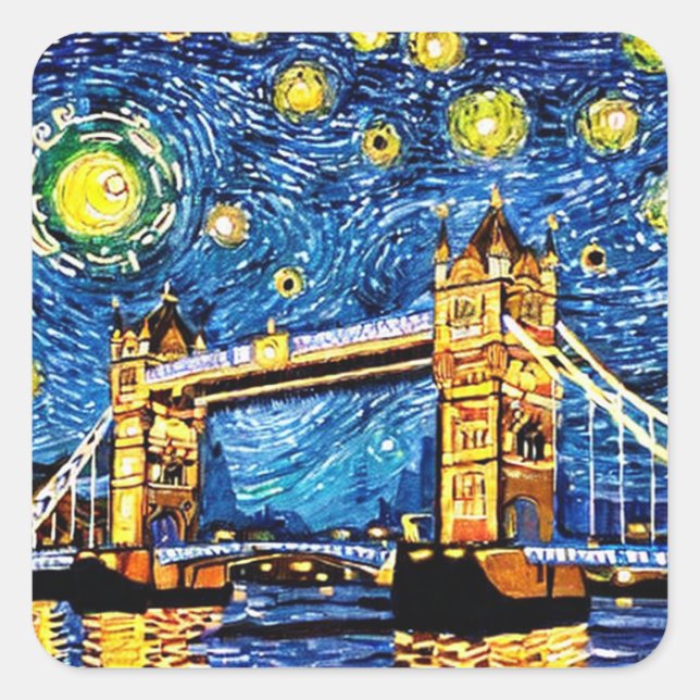 Starry Starry Night London England Quadratischer Aufkleber (Vorderseite)