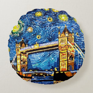 Starry Starry Night London England Throw Pillow Rundes Kissen
