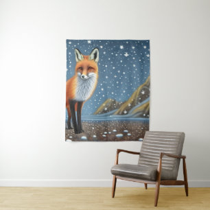 Starry Starry Night Storybook Fox Wandteppich