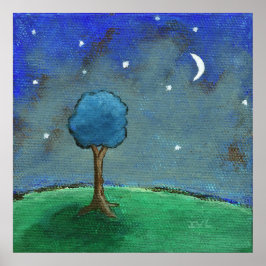 Starry Starry Night, Whimsical Tree Landschaft Kun Poster