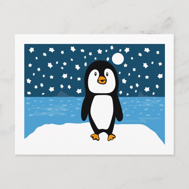 Starry Starry Penguin Holiday Postcard Feiertagspostkarte (Vorderseite)