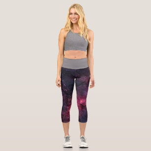 Starry Stars Weltraumgalaxie Planetenmuster Capri Leggings