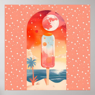 Starry Summer Tropical Night Poster