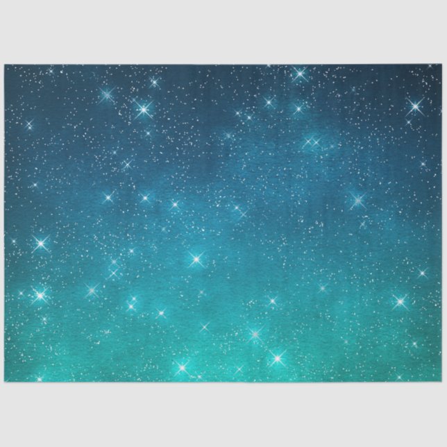 Starry twilight celestial night sky teal green seidenpapier (Vorderseite)