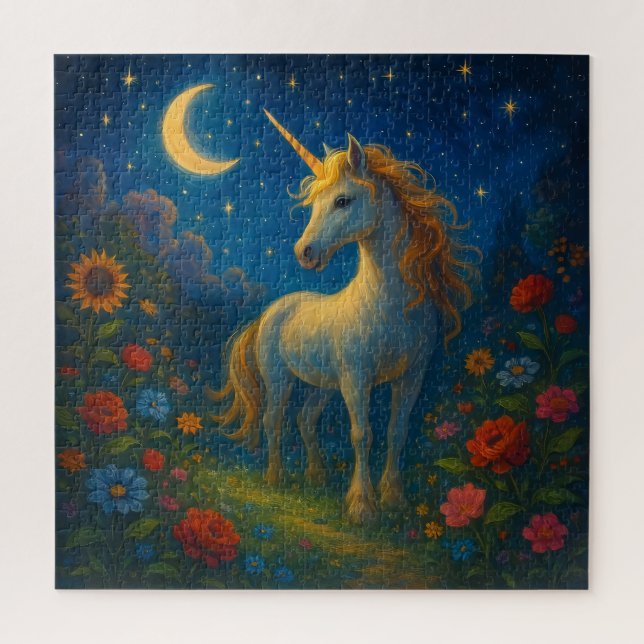 Starry Unicorn Garden - Magisches Nachtpuzzle (Vertikal)