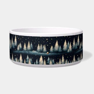 Starry Winter Forest Night Keramik Pet Bowl Napf