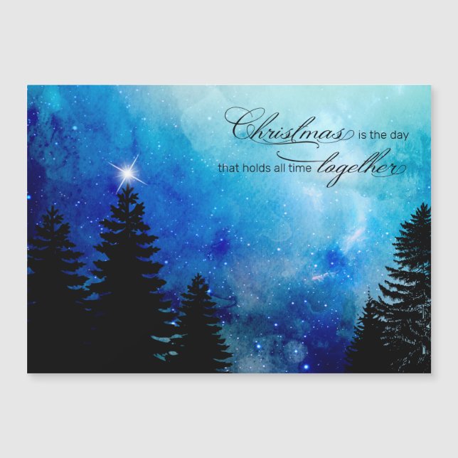 Starry Winter Night mit Sternen, Pine & Christmas  Magnetkarte (Vorderseite)