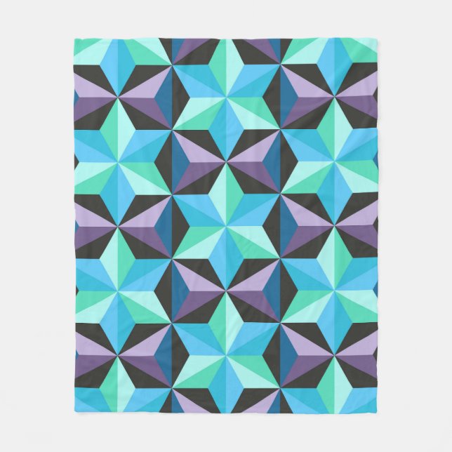 Stars Abstraktes geometrisches Patchwork Fleecedecke (Vorderseite)