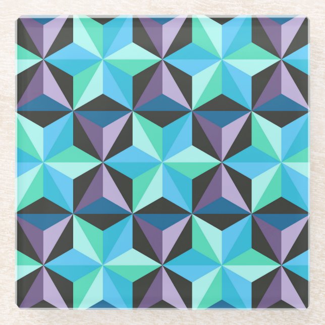 Stars Abstraktes geometrisches Patchwork Glasuntersetzer (Vorderseite)