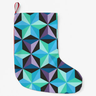 Stars Abstraktes geometrisches Patchwork Kleiner Weihnachtsstrumpf