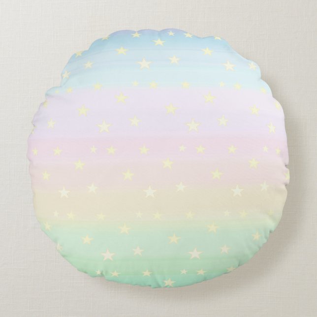 Stars auf der Pastellfarbenprägung Rundes Kissen (Vorderseite)