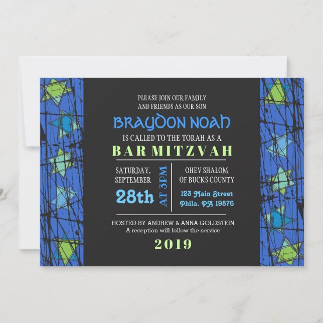 Stars Bar Bat Mitzvah Einladung (Vorderseite)
