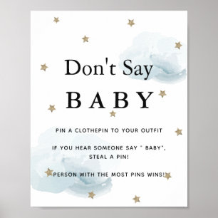 Stars & Blue Clouds Babydusche Say Baby nicht Poster