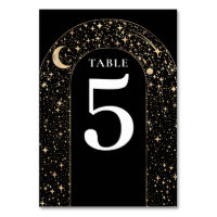 Stars célestes Mariage noir Carte Numéro de table