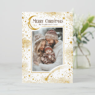 Stars Celestial Magical Frohe Weihnachts-Foto Feiertagskarte