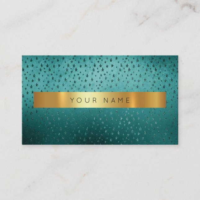 Stars Deep Green Golden Stripes Vip Glam Visitenkarte (Vorderseite)