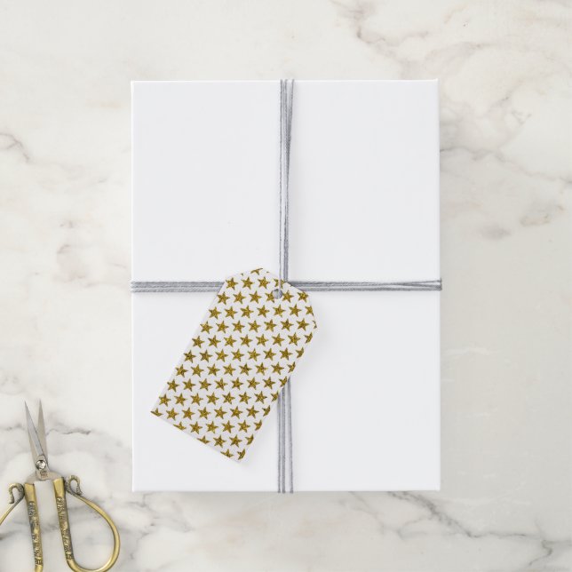 Stars des Gold Glitzer Geschenkanhänger (Mit Garn)