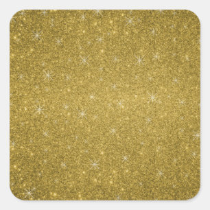 Stars des Gold Glitzer Quadratischer Aufkleber