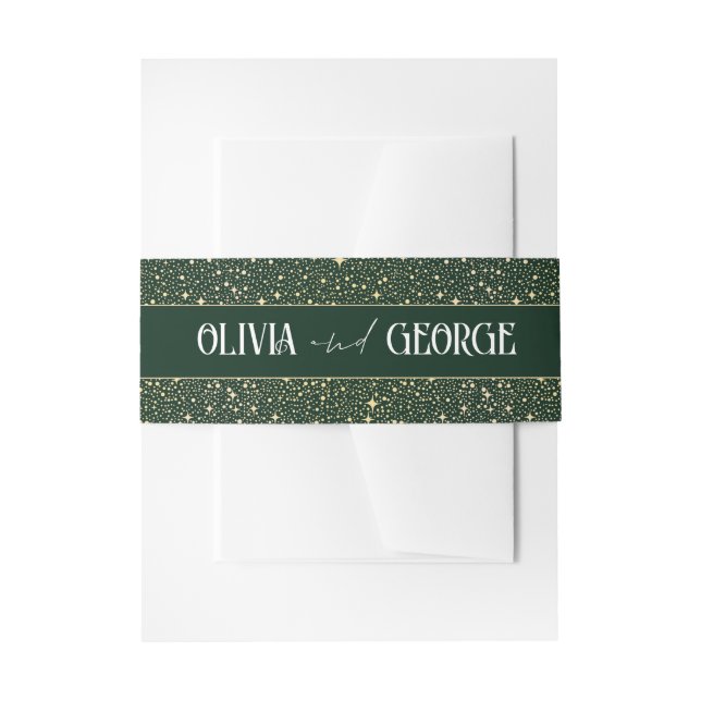 Stars Emerald Green und Gold Wedding Einladungsbanderole (Vorderseite Beispiel)