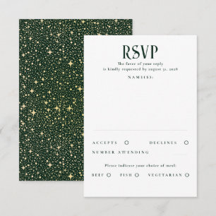 Stars Emerald Green und Gold Wedding RSVP