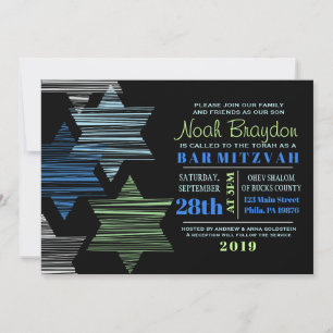 STARS FÜR DIE ANBINDUNG VON Bar Bat Mitzvah Einladung