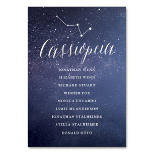 Stars Galaxy Hochzeitskarte Cassiopeia Tischnummer