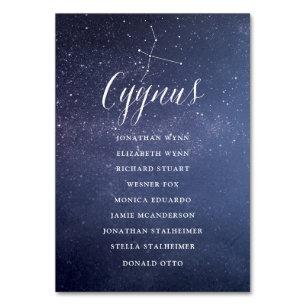 Stars Galaxy Hochzeitskarte Cygnus Tischnummer