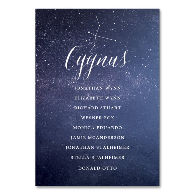 Stars Galaxy Hochzeitskarte Cygnus Tischnummer (Vorderseite)