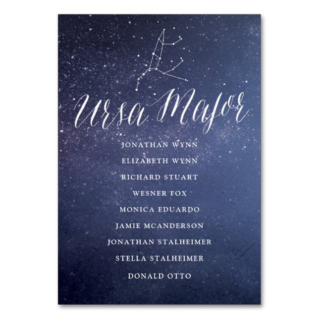 Stars Galaxy Hochzeitskarte Ursa Major Tischnummer (Vorderseite)