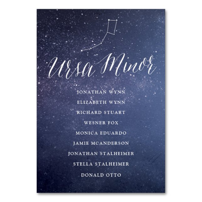 Stars Galaxy Hochzeitskarte Ursa Mini Tischnummer (Vorderseite)