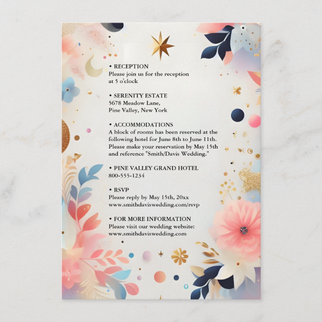 Stars Glam Bright Pastel Ombre Glitzer Wedding Begleitkarte (Vorderseite)