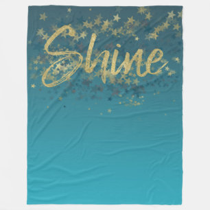 Stars Gold Blue Shine Fleecedecke