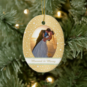 Stars Gold Frame Erste Weihnachtsfeier Keramik Ornament