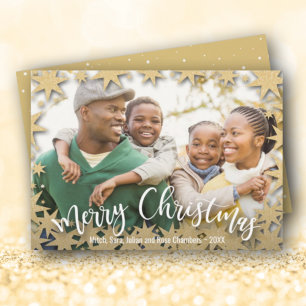 Stars Gold Frohe Weihnachts-Foto Feiertagskarte