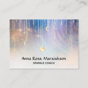 *~* Stars Gold Sparkle Moon Sun Celestie Regenboge Visitenkarte