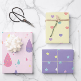 Stars hören Rainbow-Pastelle, die Papierblätter um Geschenkpapier Set