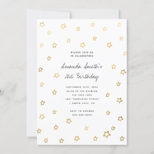 Stars Imitats Gold Foil Moderne Erwachsene Geburts Einladung
