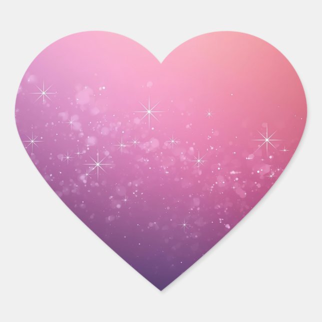 Stars In Pink Space Herz-Aufkleber (Vorderseite)