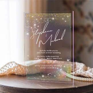 Stars Modern Wedding Akryllische Einladung