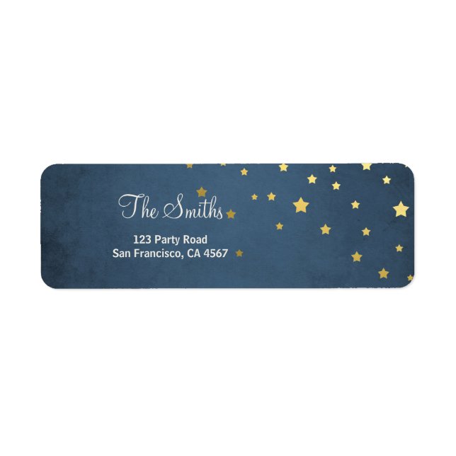 Stars Moon Address Labels Gold Baby Dusche Galaxy (Vorne)