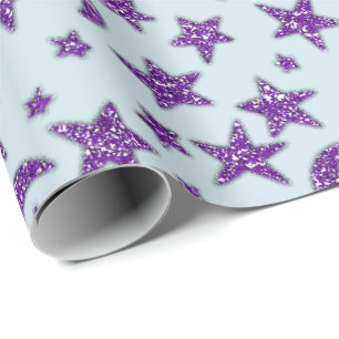 Stars Moon Amethyst Lila Plum Funkelnd Blue Paste Geschenkpapier