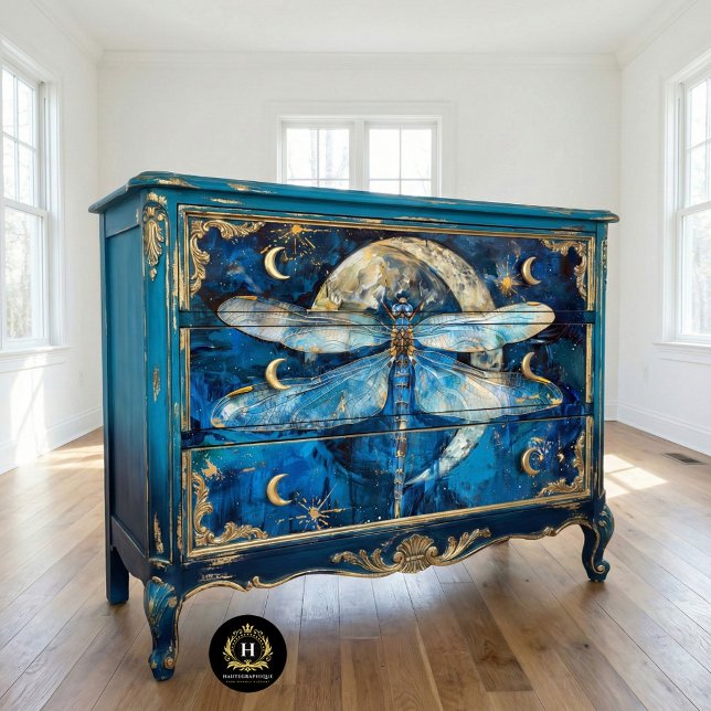 Stars Moon Blue Dragonfly Vintag Decoupage Seidenpapier (Von Creator hochgeladen)